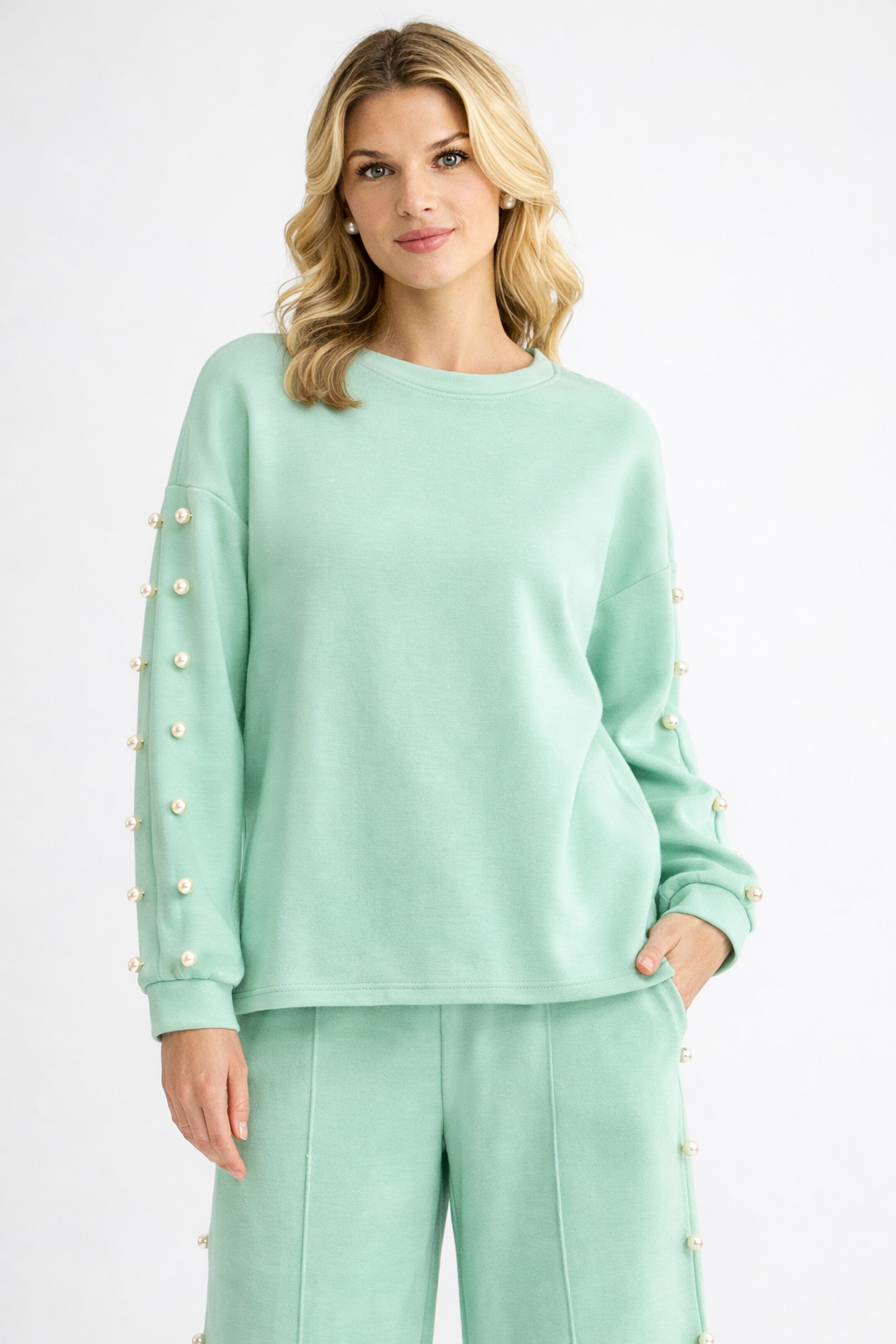 Katri Stretch French Scuba Pearl Top