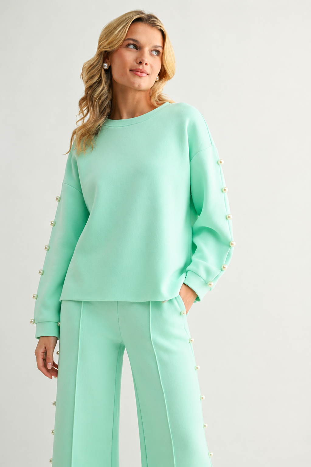 Katri Stretch French Scuba Pearl Top