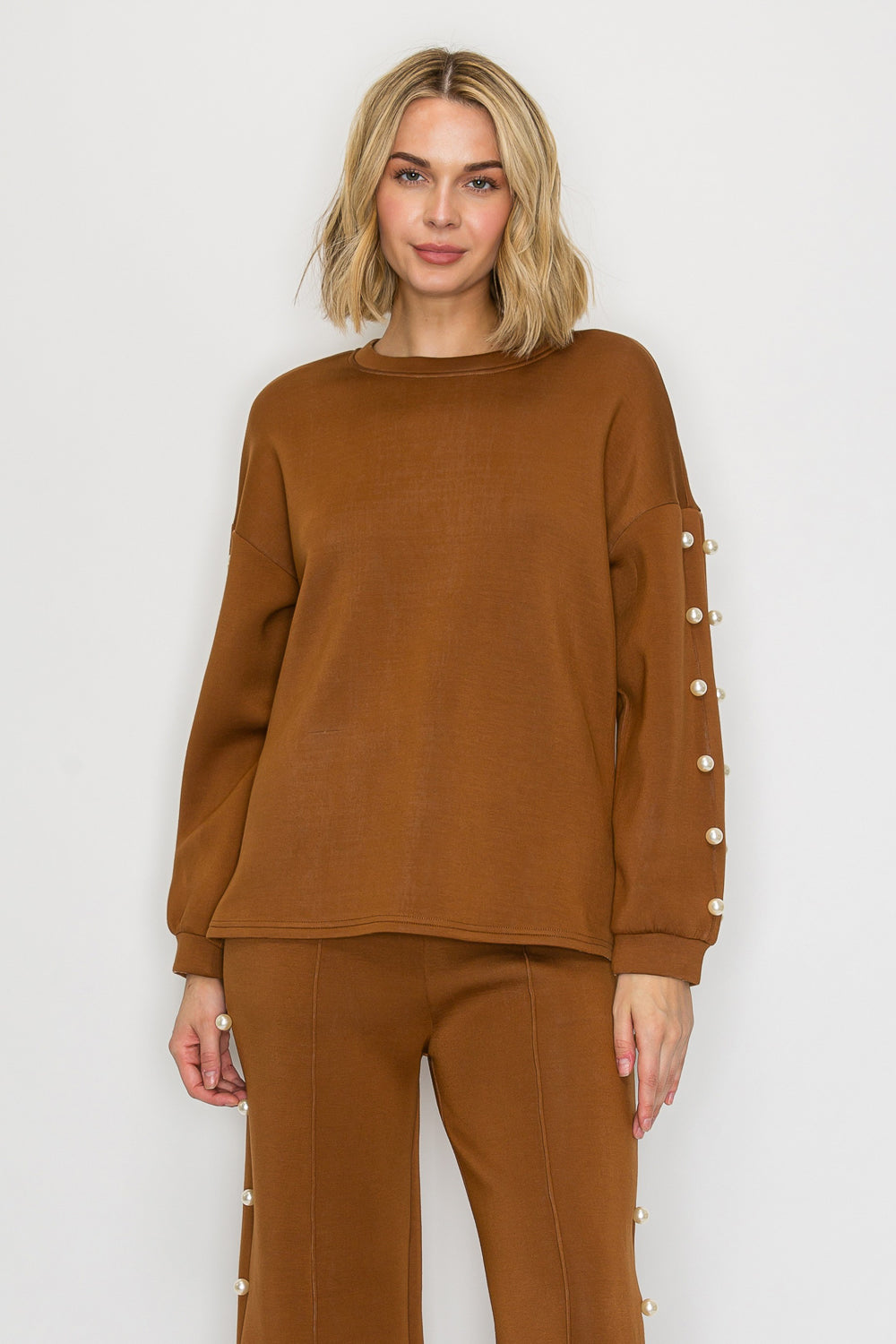 Katri Stretch French Scuba Pearl Top