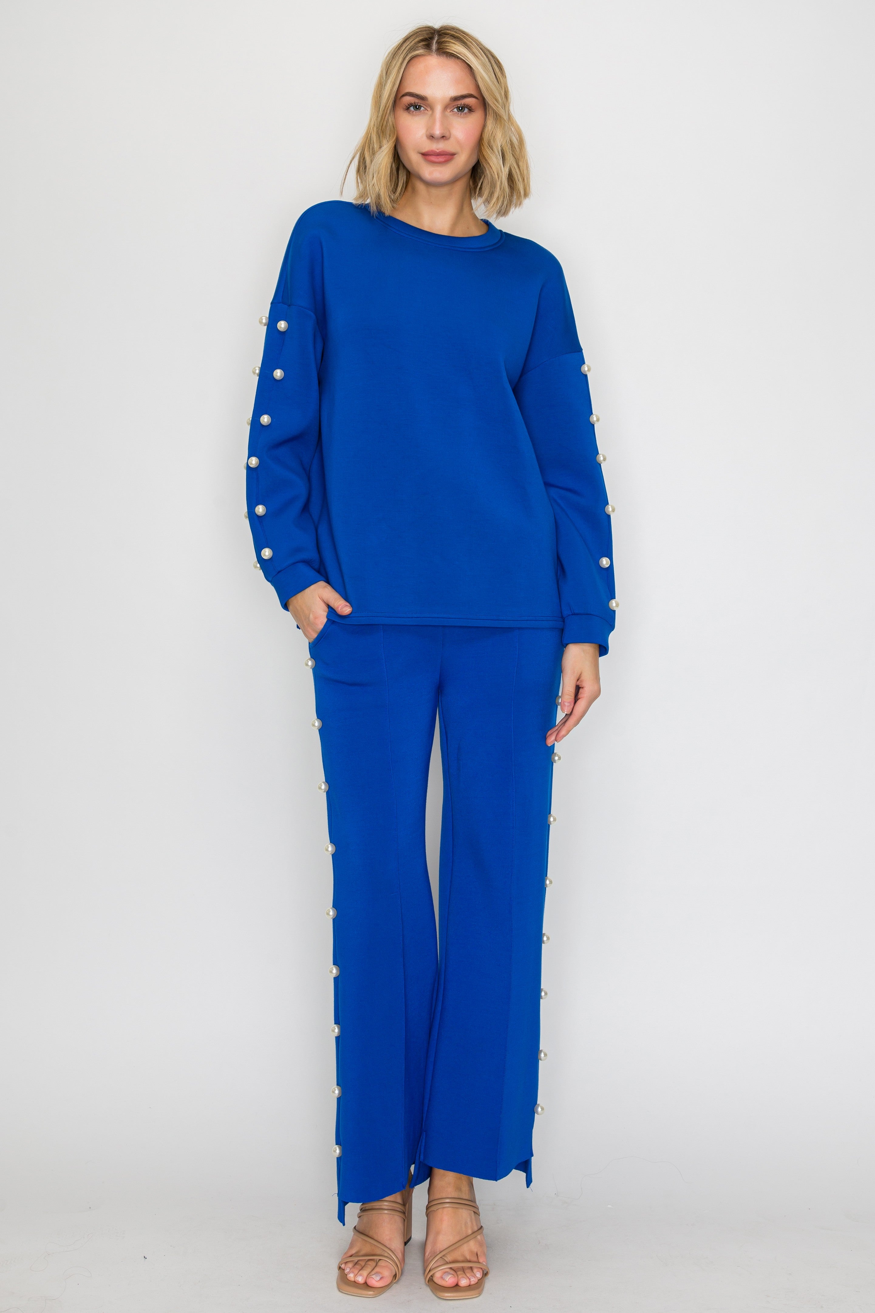 Katri Stretch French Scuba Pearl Top