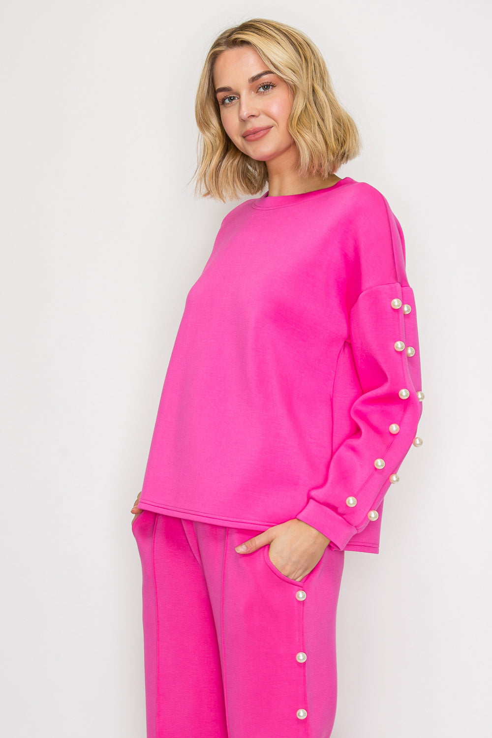 Katri Stretch French Scuba Pearl Top