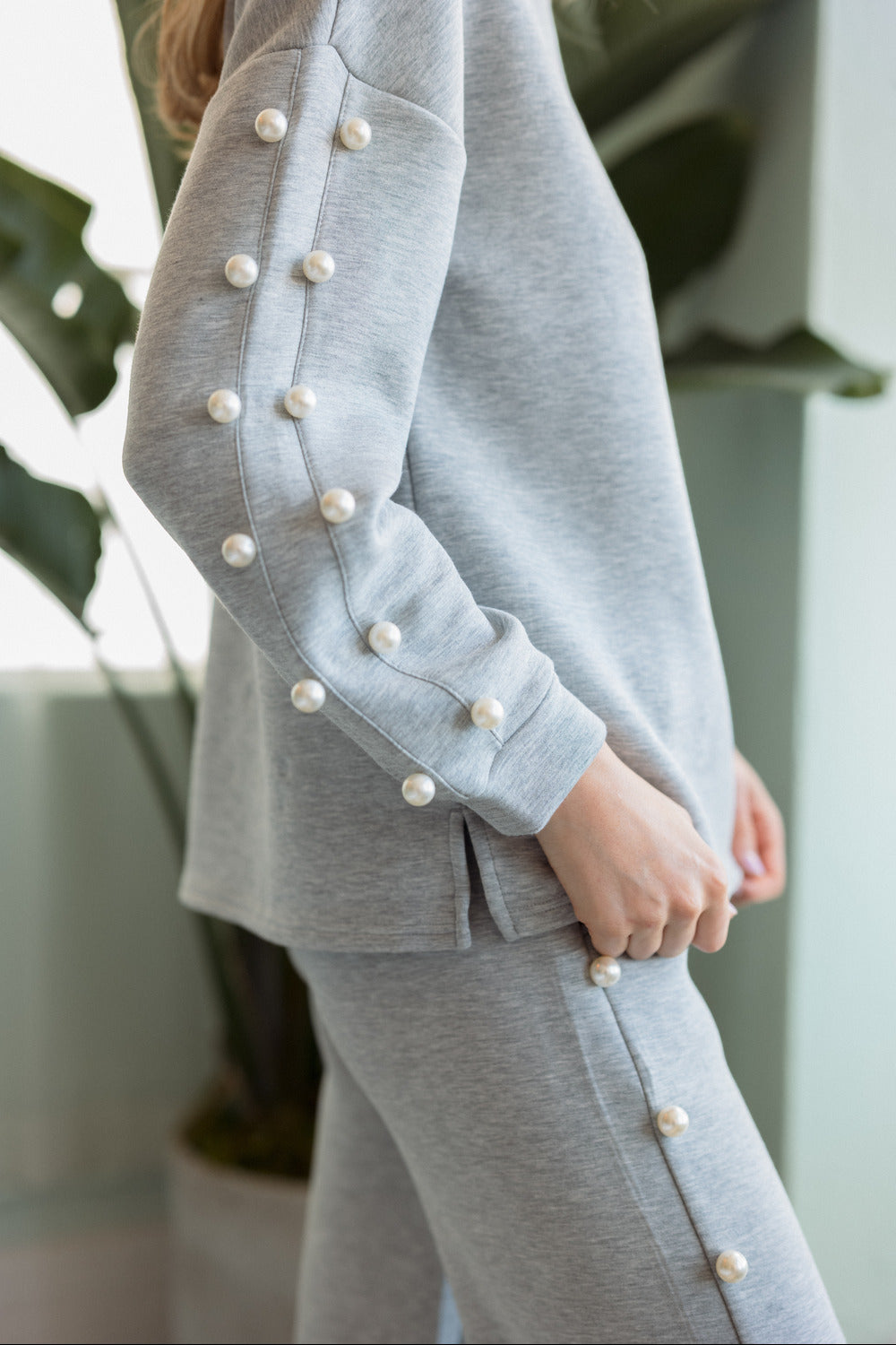 Katri Stretch French Scuba Pearl Top