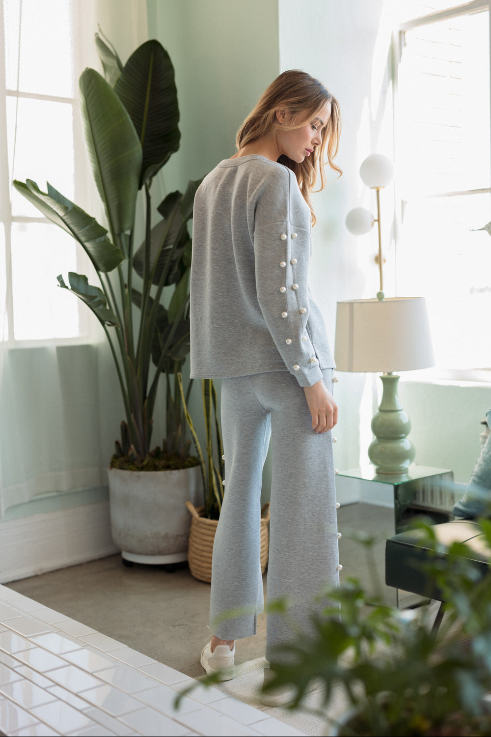 Katri Stretch French Scuba Pearl Top