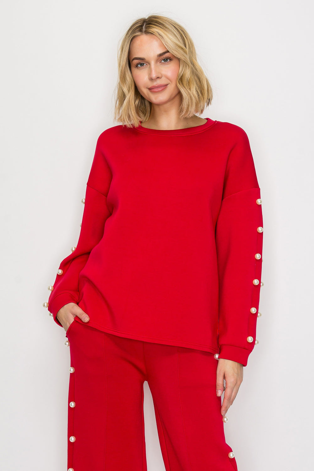 Katri Stretch French Scuba Pearl Top