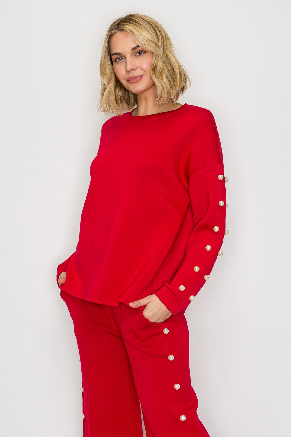 Katri Stretch French Scuba Pearl Top