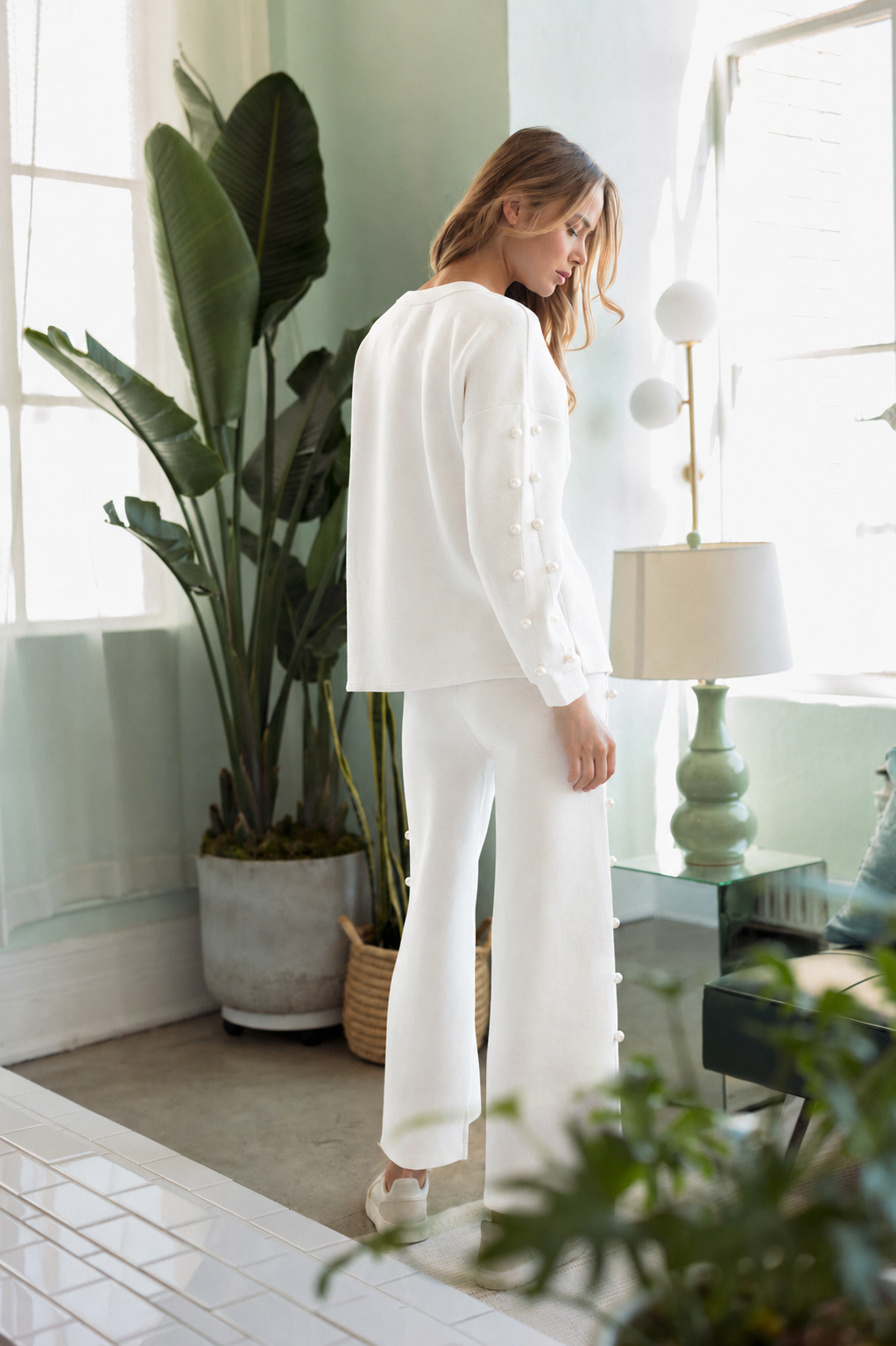 Katri Stretch French Scuba Pearl Top