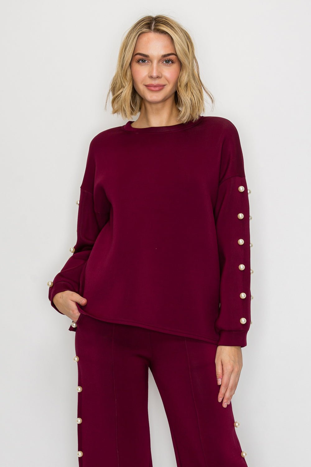 Katri Stretch French Scuba Pearl Top