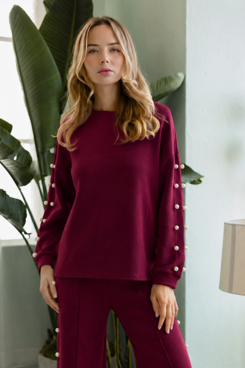 Katri Stretch French Scuba Pearl Top