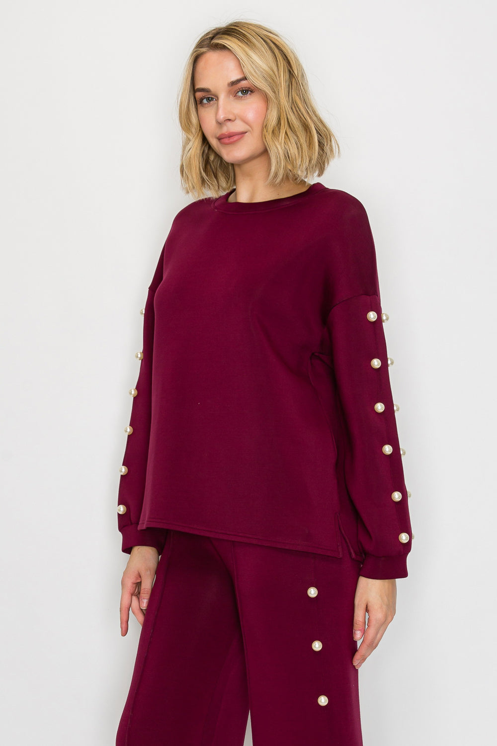 Katri Stretch French Scuba Pearl Top