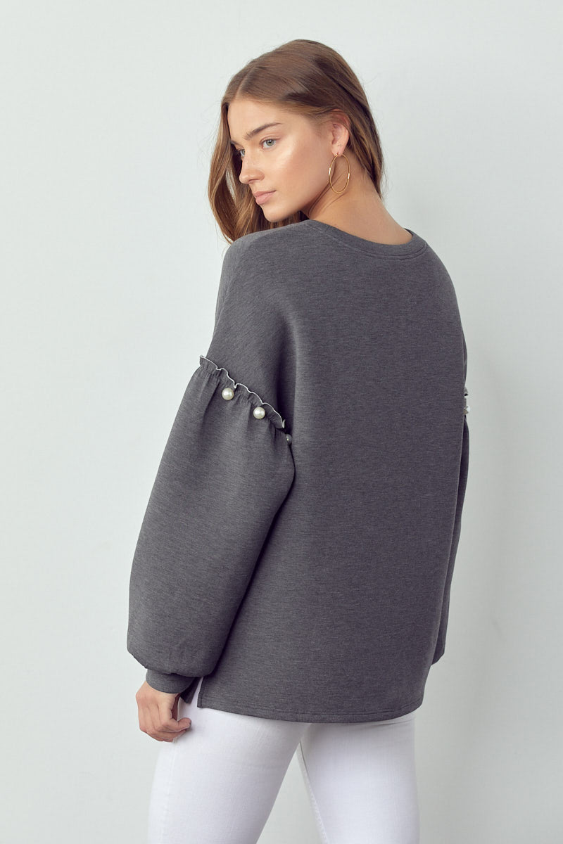 Keda Stretch French Scuba Pearl Top