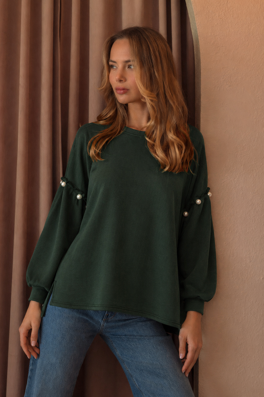 Keda Stretch French Scuba Pearl Top