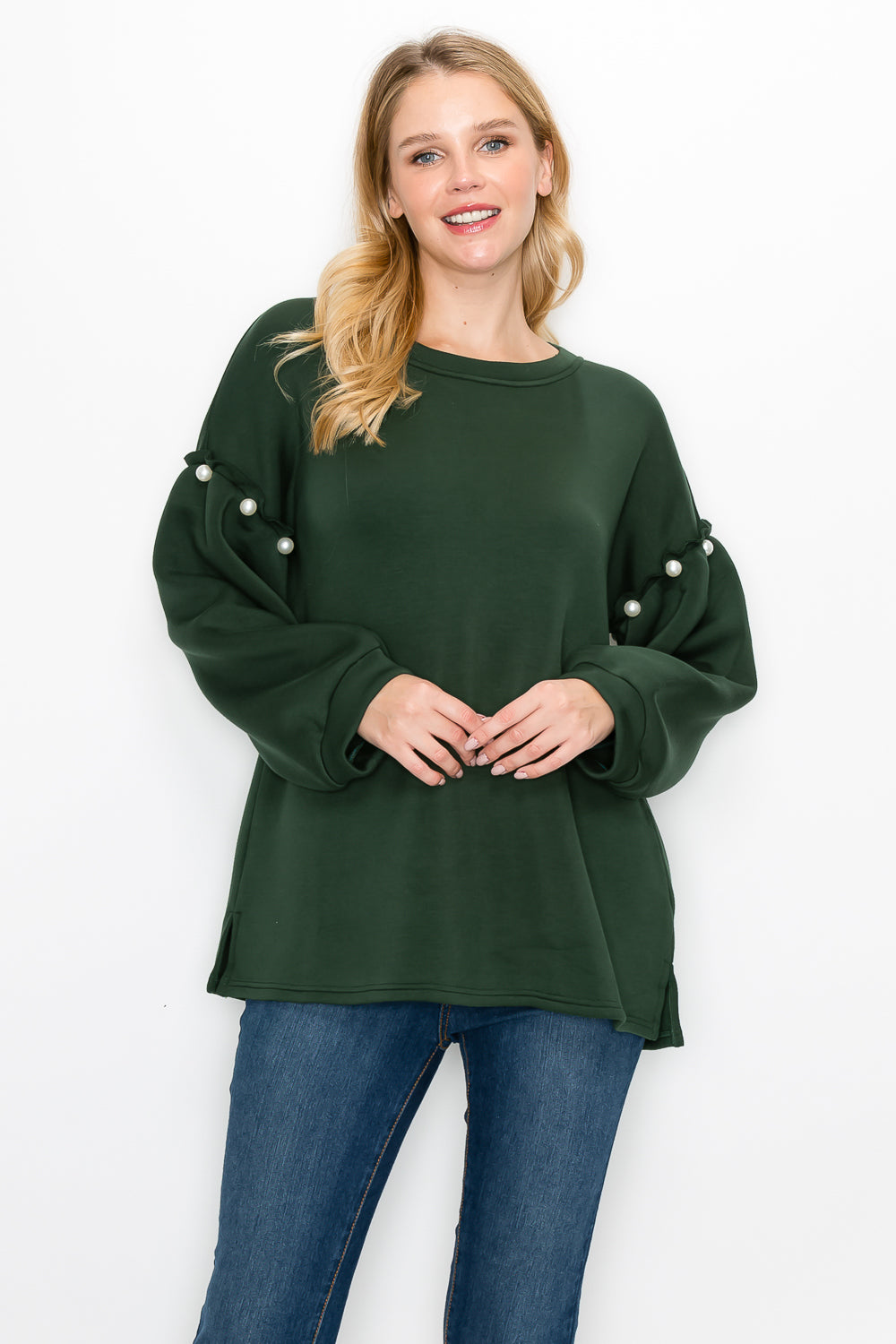 Keda Stretch French Scuba Pearl Top