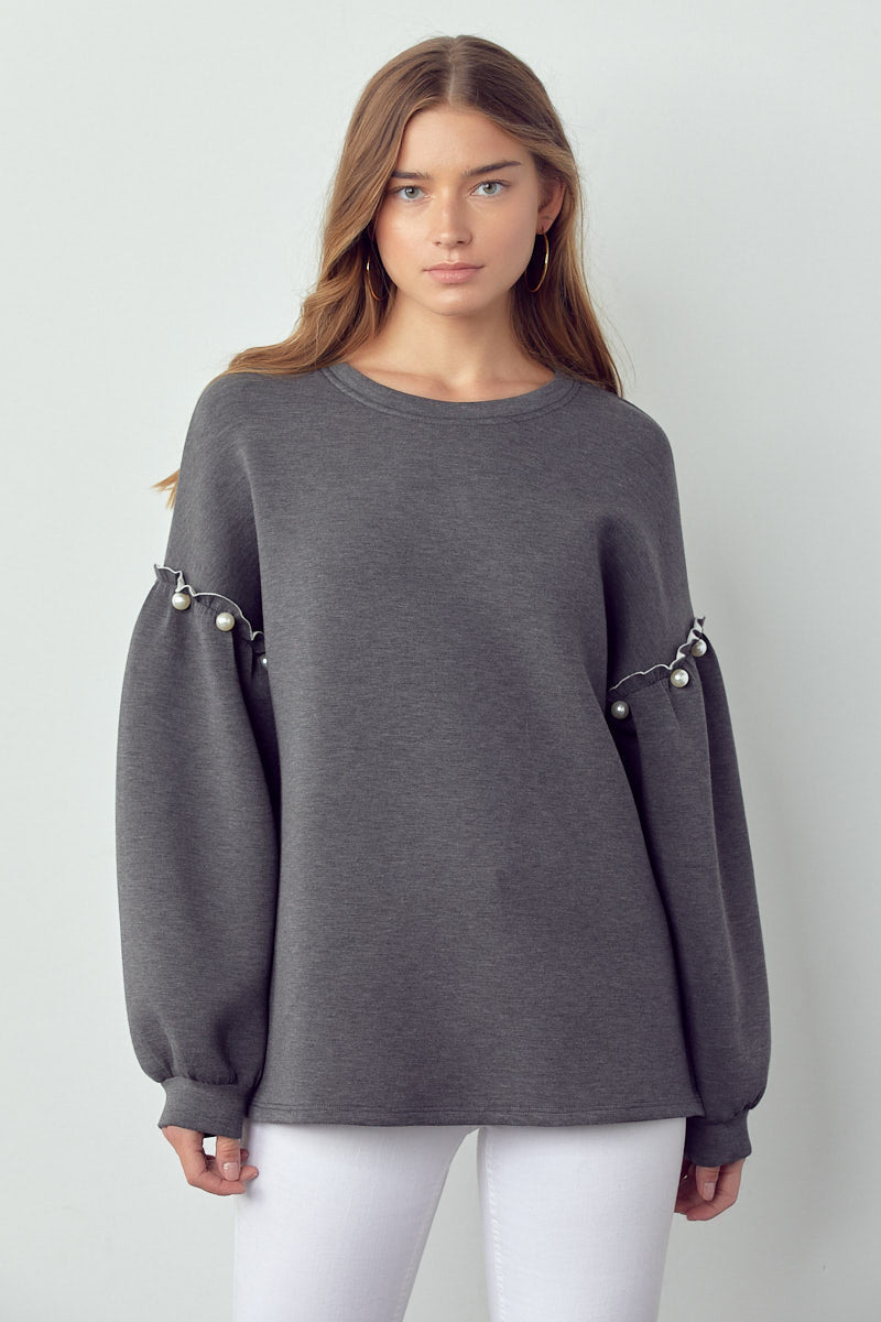 Keda Stretch French Scuba Pearl Top