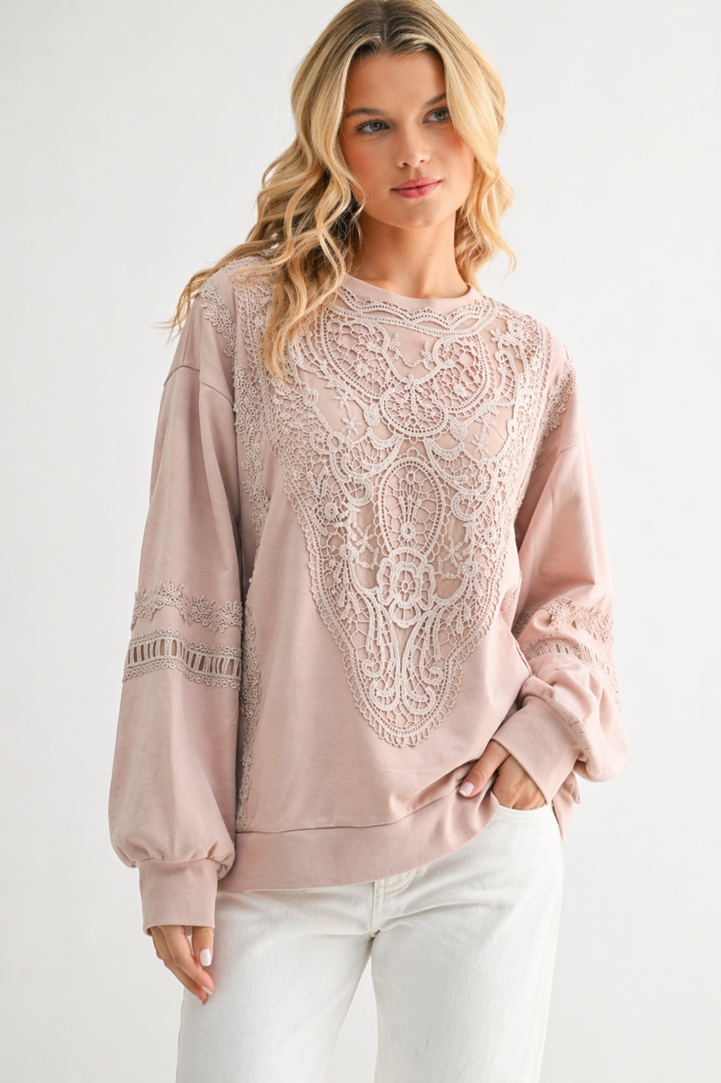 Rabiah Stretch Pointe Knit with Lace