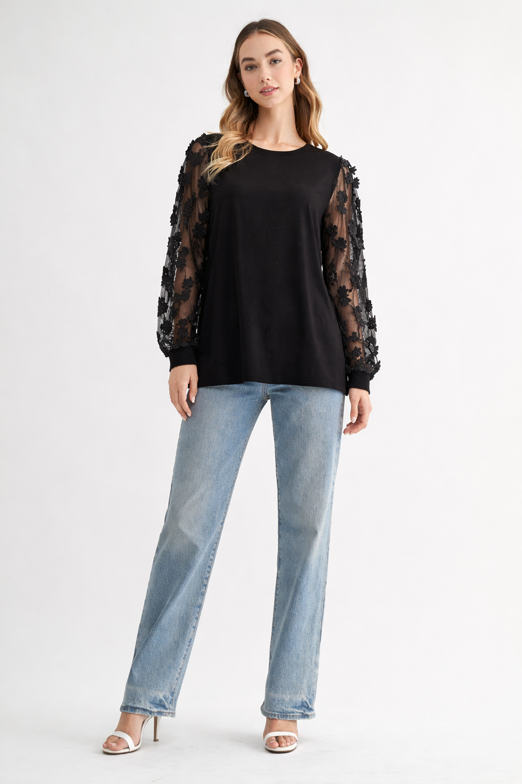 Rainah Stretch Pointe Knit Lace Top