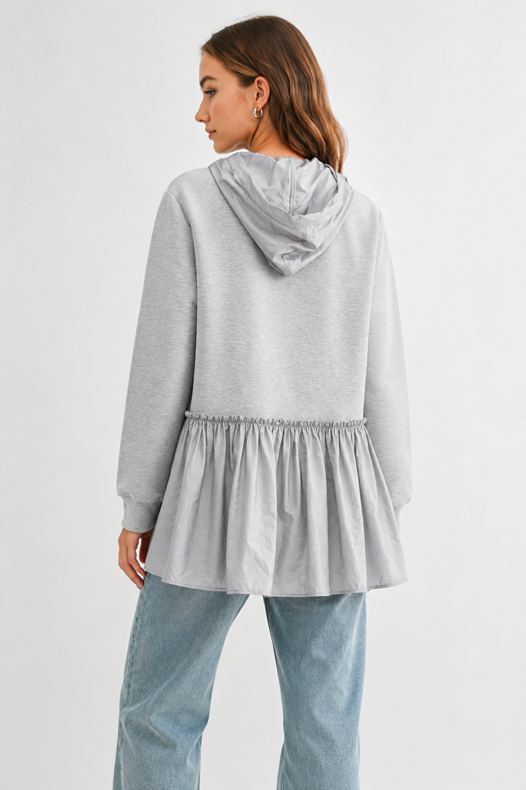 Fabria Stretch French Scuba Hoodie Top