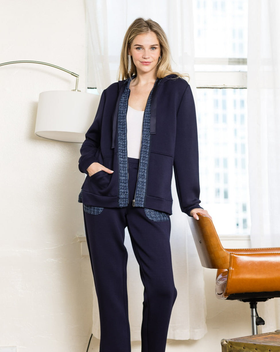 Faiza Stretch French Scuba with Tweed