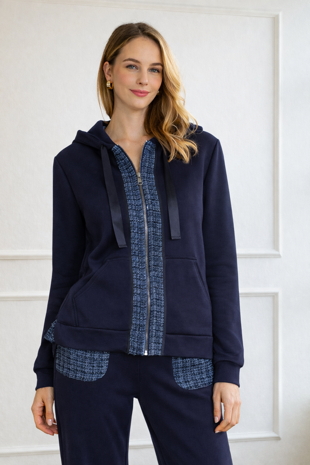 Faiza Stretch French Scuba with Tweed