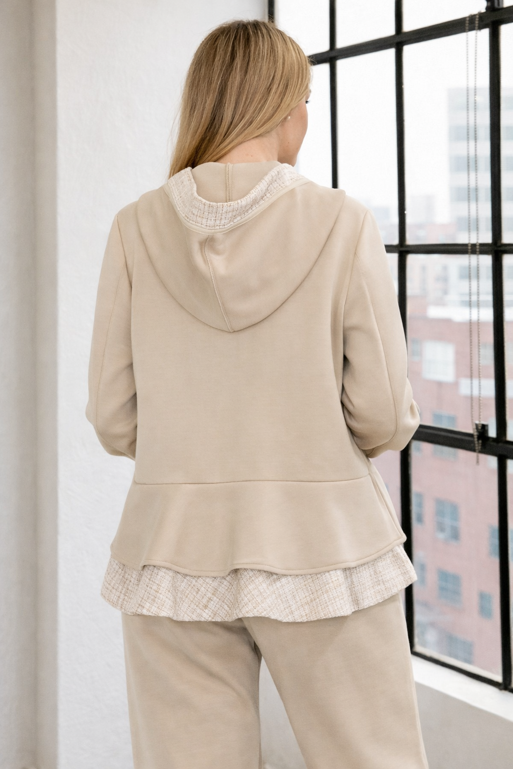 Faiza Stretch French Scuba with Tweed