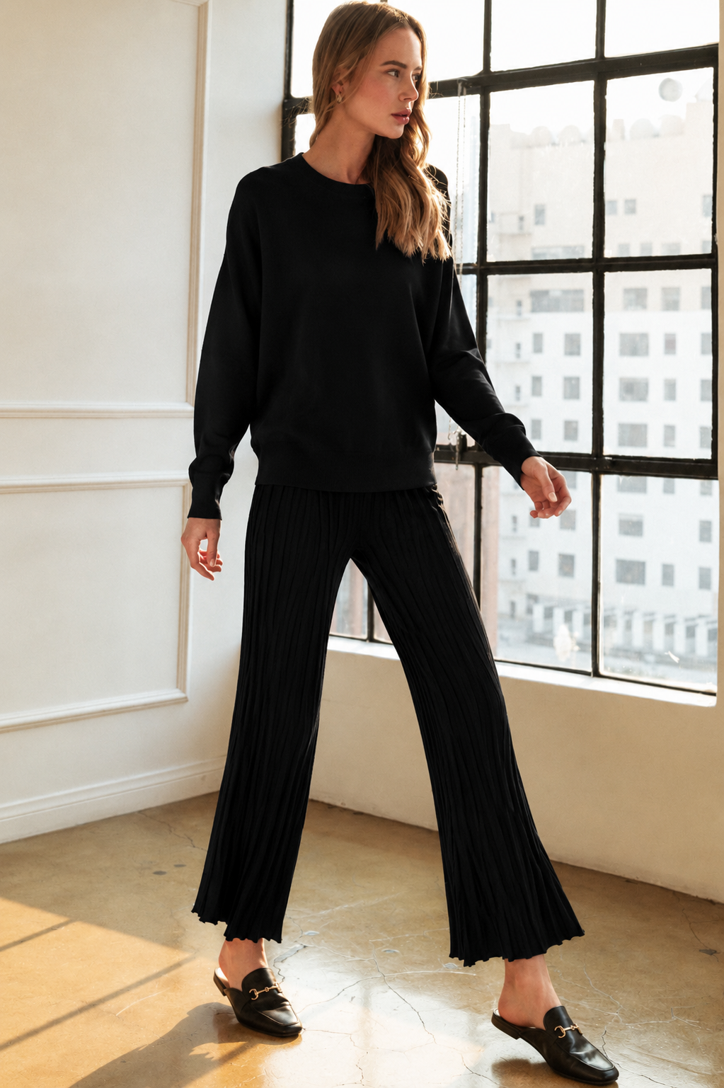 Selie Stretch Knitted Ribbed Pant