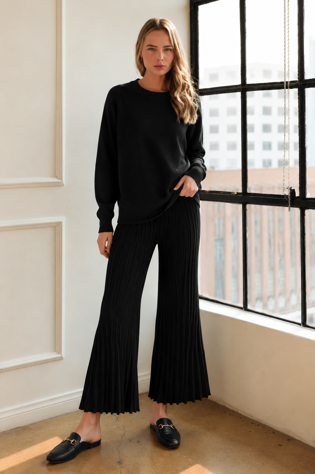 Selie Stretch Knitted Ribbed Pant