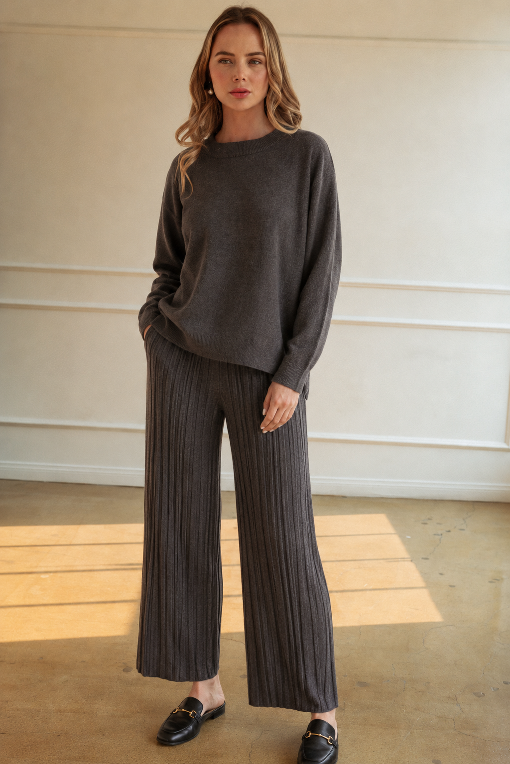 Selie Stretch Knitted Ribbed Pant