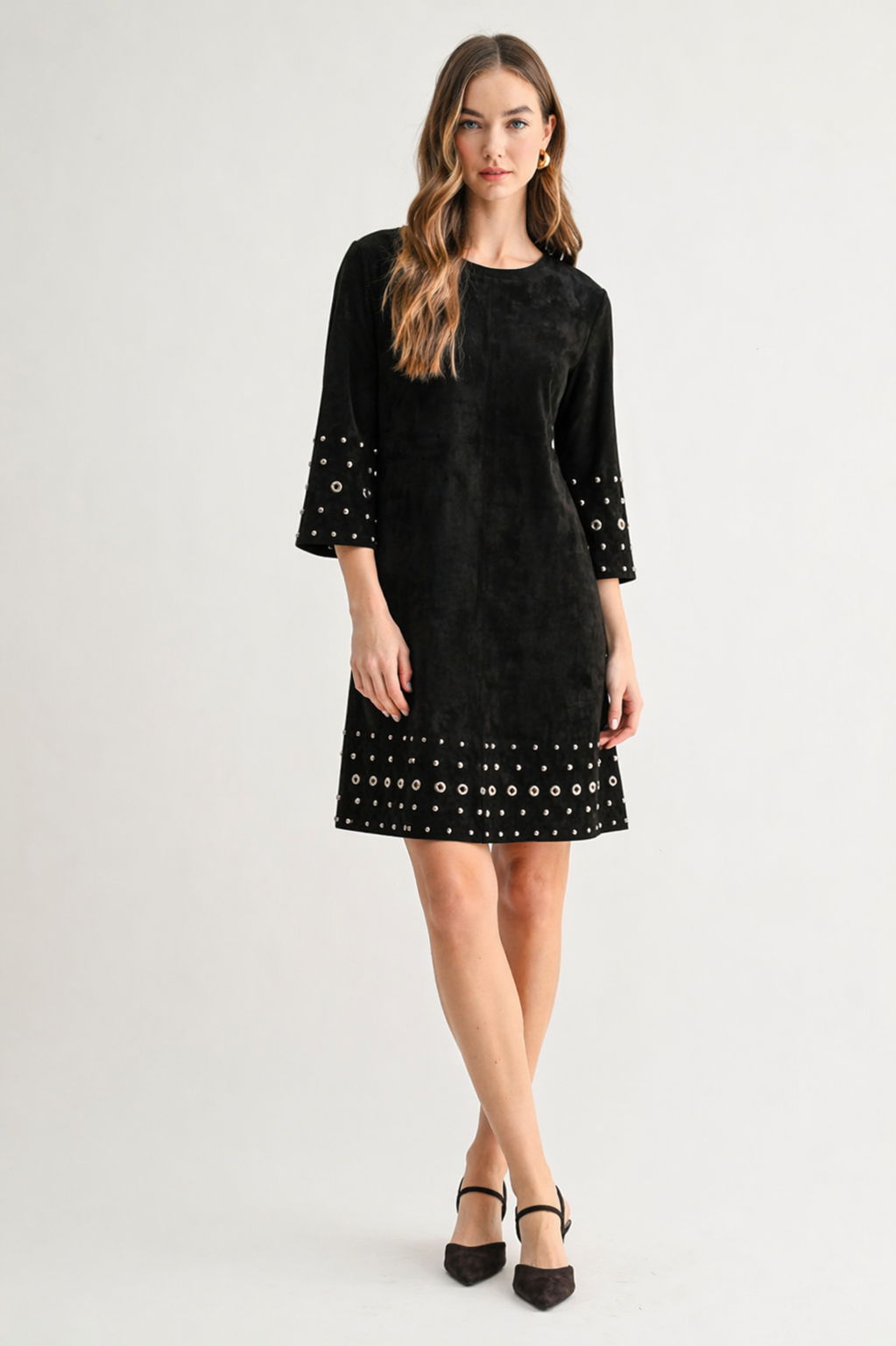 Aileene Stretch Suede Dress with Grommets