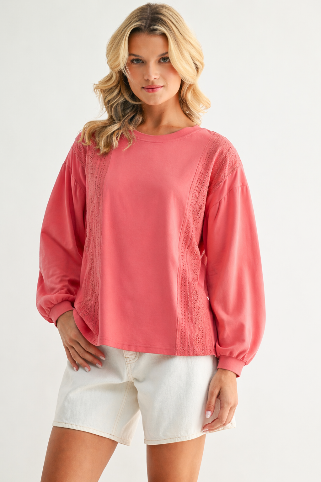 Rosanne Pointe Knit Top with Lace