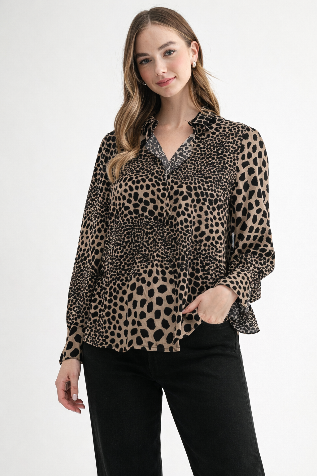 Wynne Woven Animal Print Top