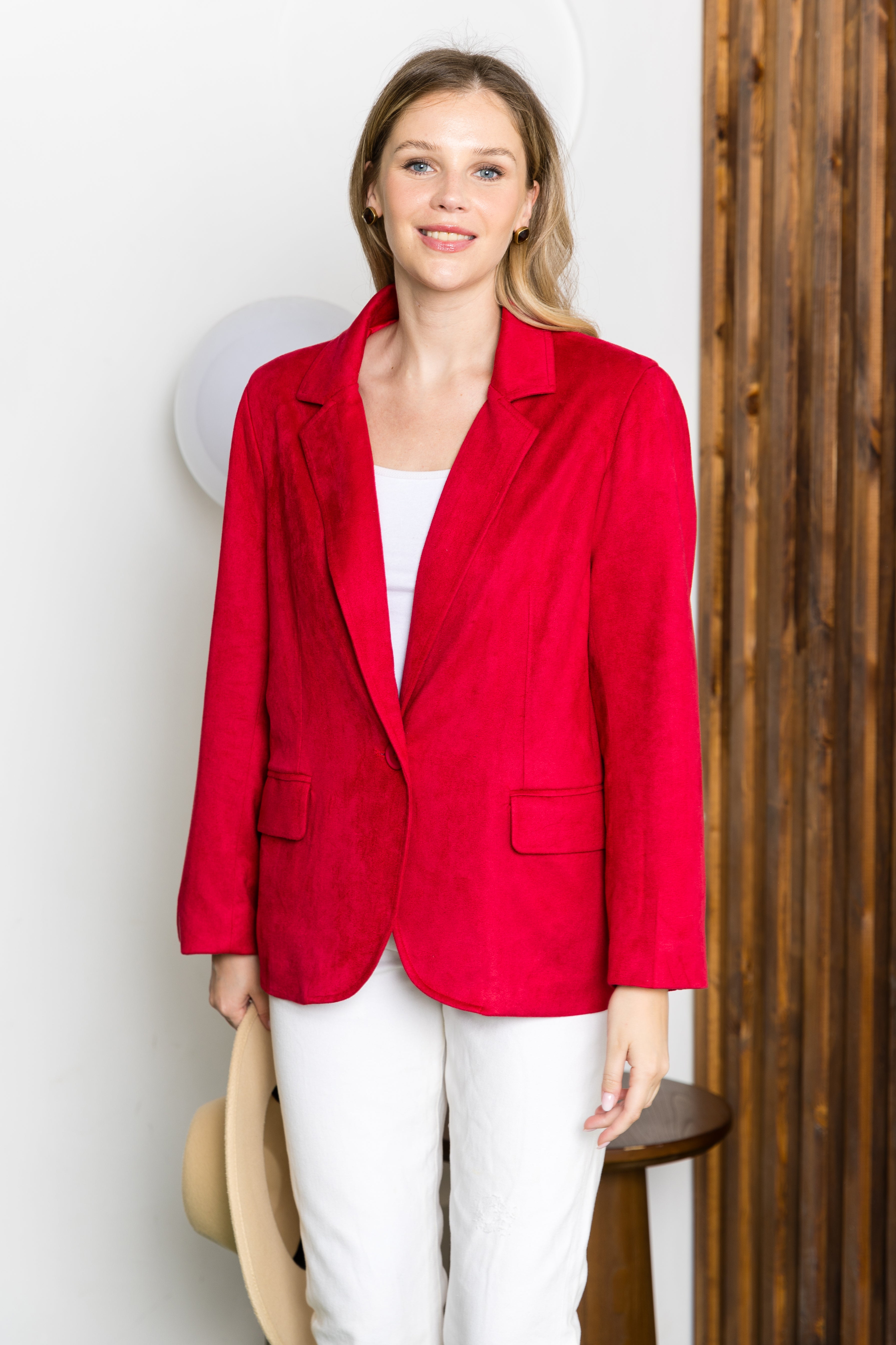 Amy Stretch Suede Blazer Jacket