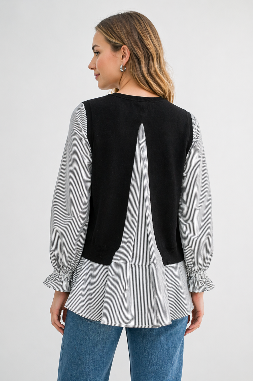 Winona Woven Shirt with Knitted Sweater