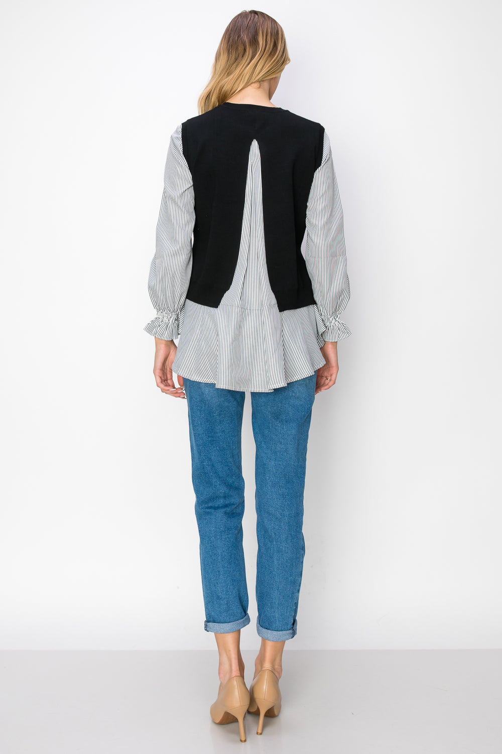 Winona Woven Shirt with Knitted Sweater