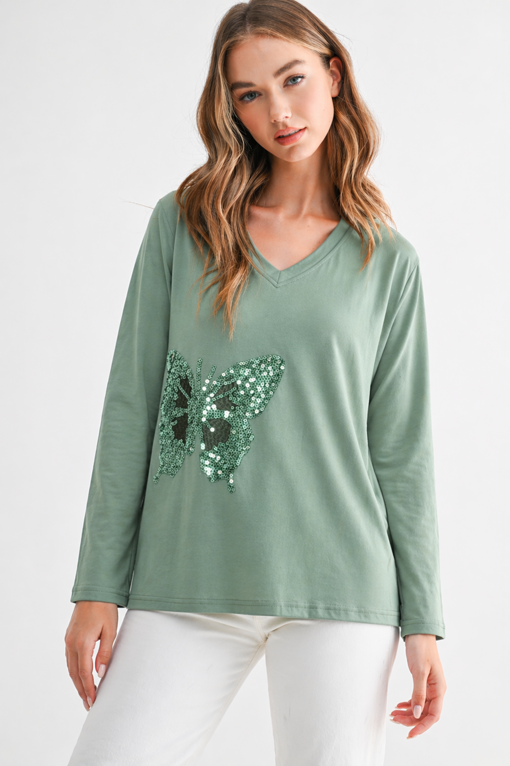 Ricole Stretch Pointe Knit with Sequin Butterfly