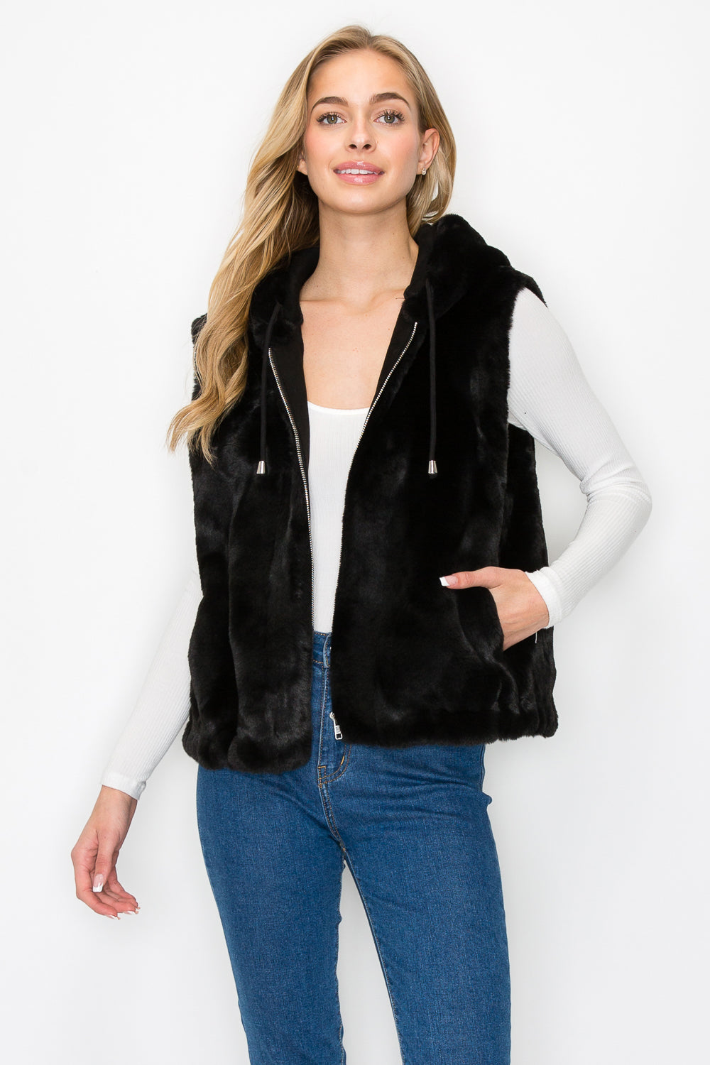 Jackie Fur Vest with Matching Crossbody Fur Bag (Set)