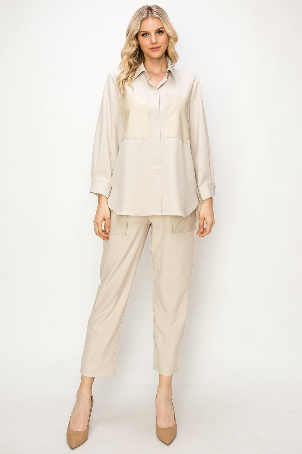 Willa Woven Shirt with Leather Patches