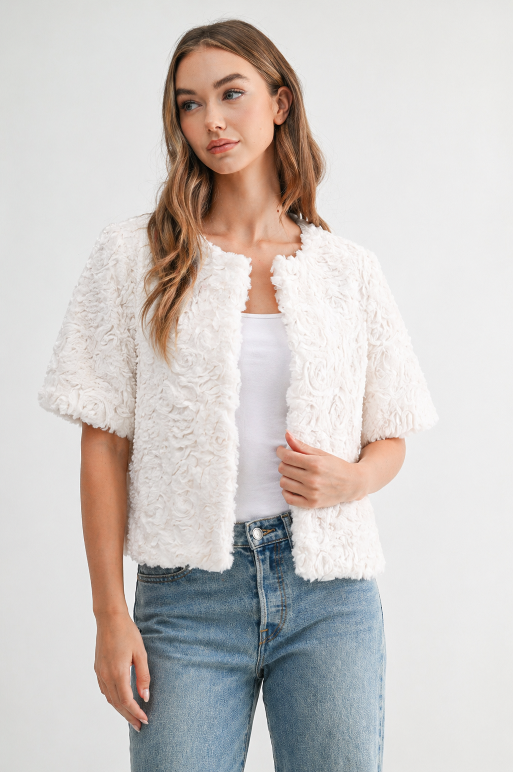 Jody Faux Fur Flower Swirls Jacket