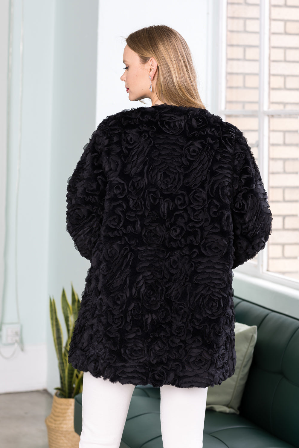 Juju Faux Fur Flower Swirls Coat