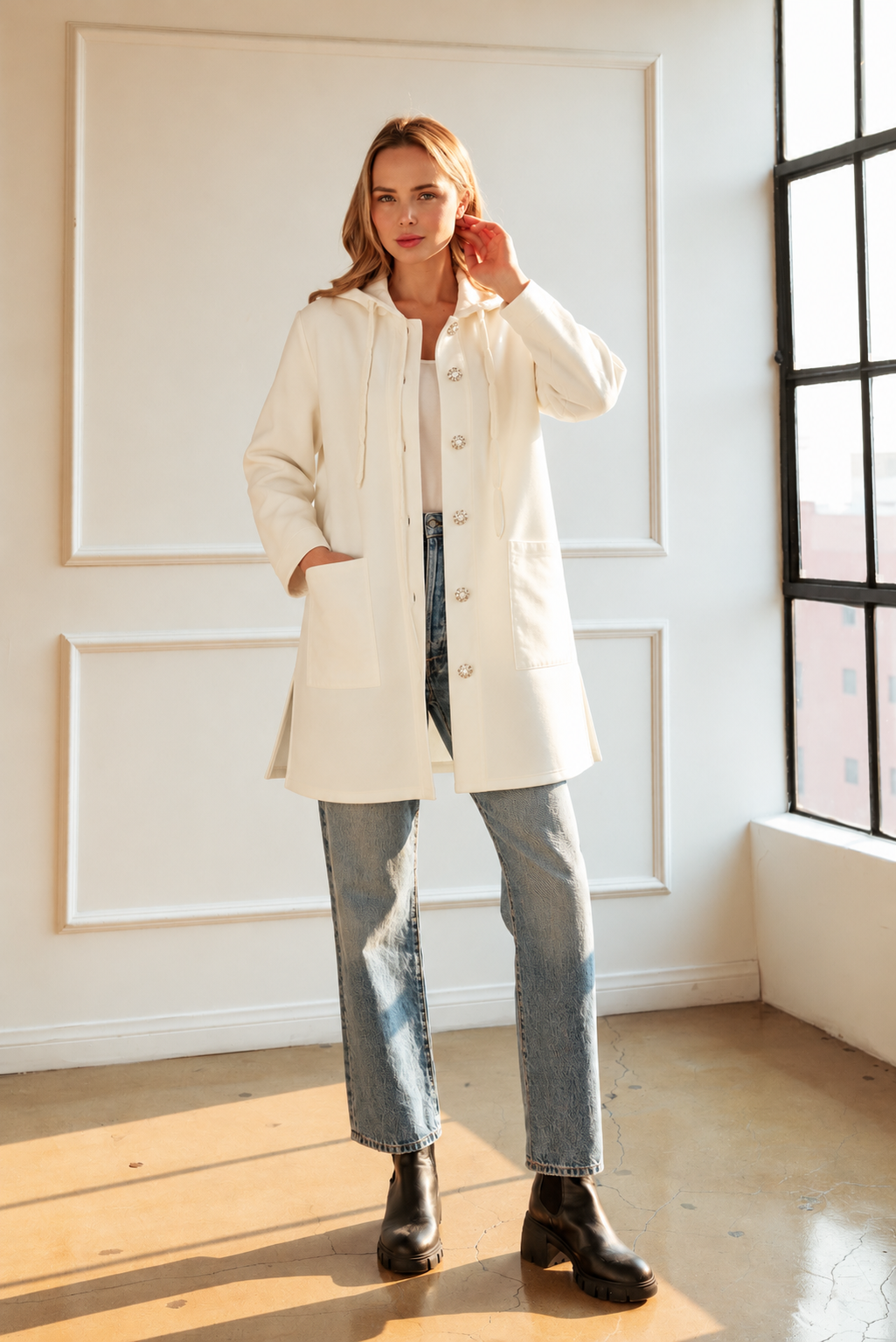 Francesca Stretch French Scuba Jacket with Studs
