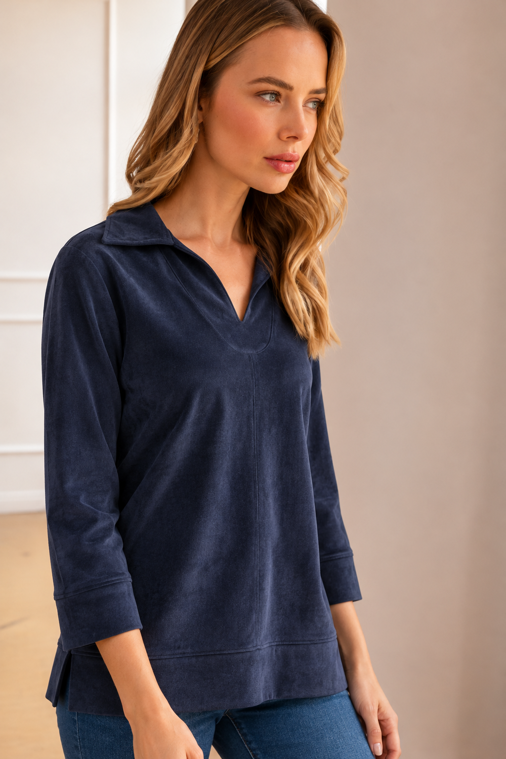 Addison Stretch Suede Top