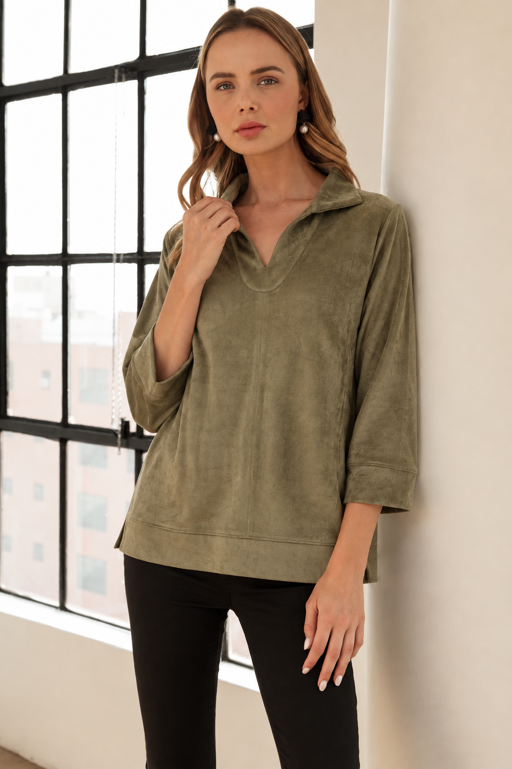 Addison Stretch Suede Top