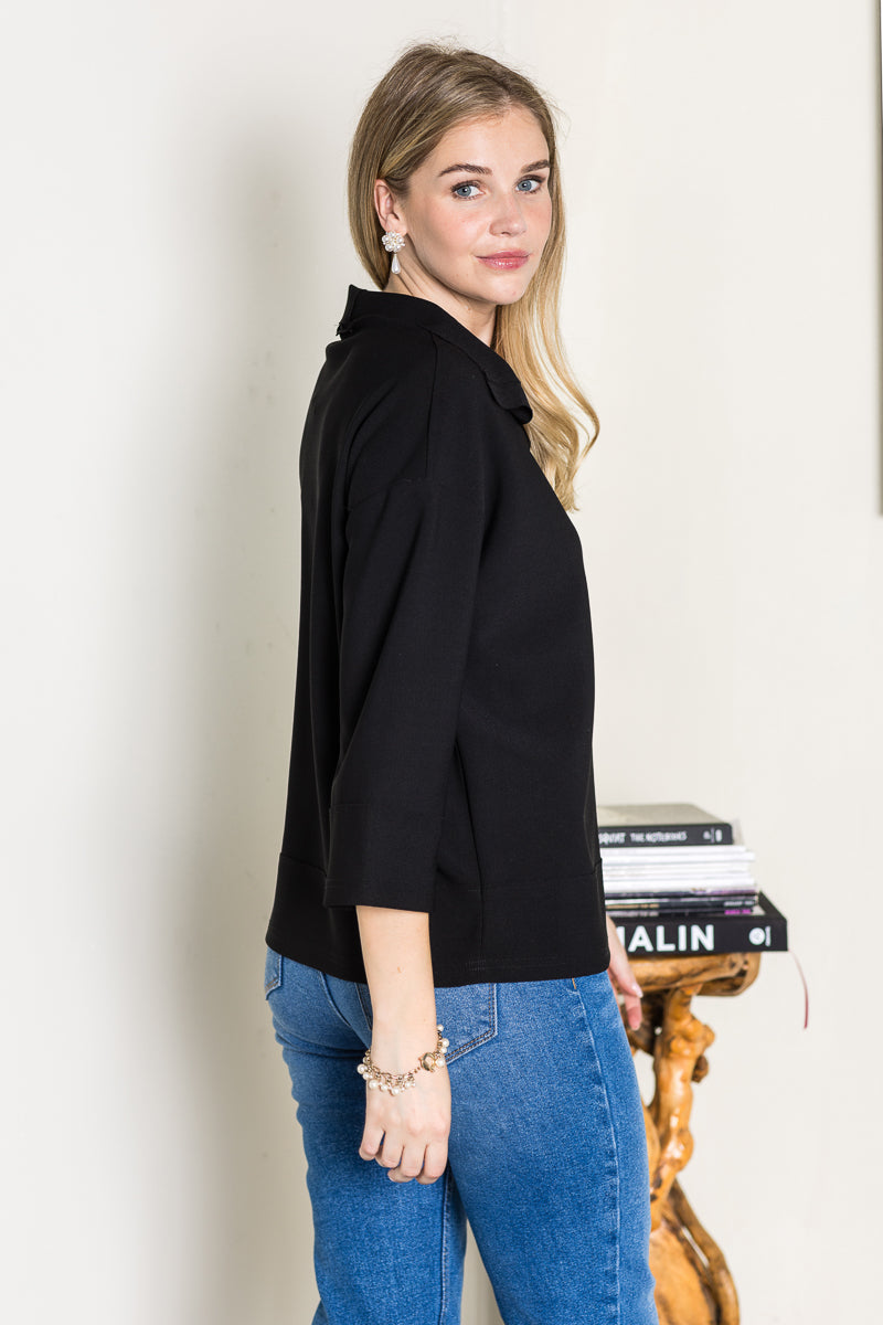 Kourtney Stretch Crepe Knit Top