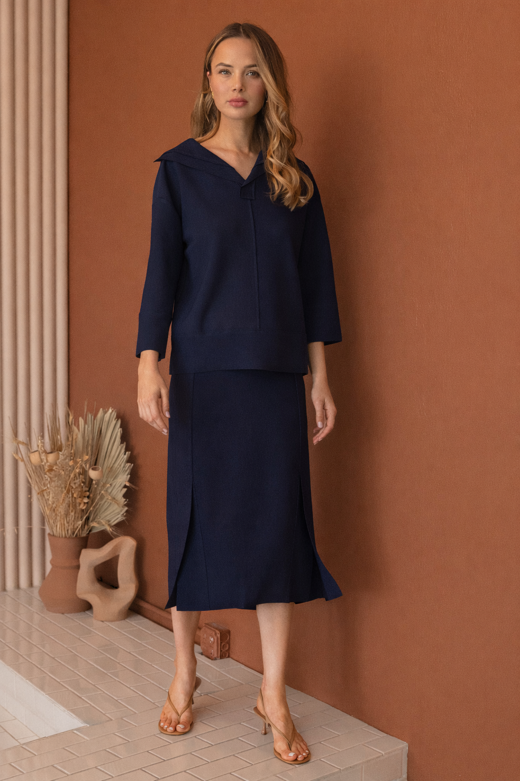 Kamari Stretch Crepe Knit Skirt