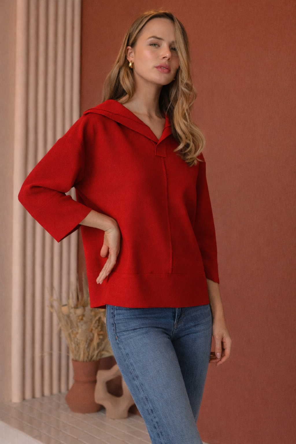 Kourtney Stretch Crepe Knit Top