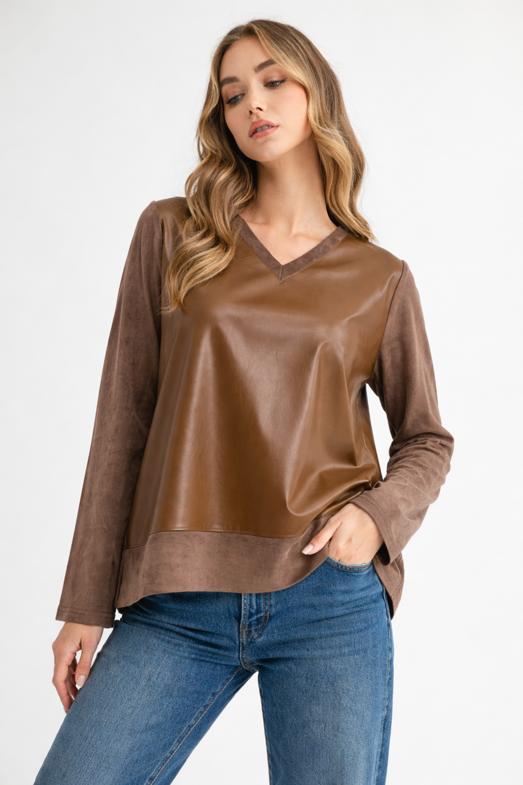 Annabelle Suede Top with Leather