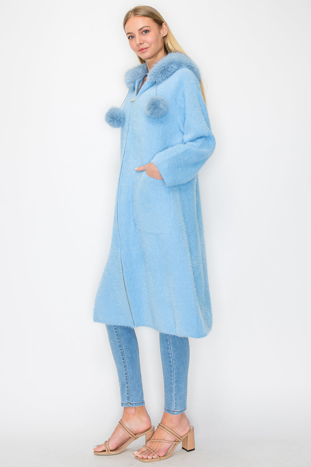 Suraya Brushed Coat with Fur