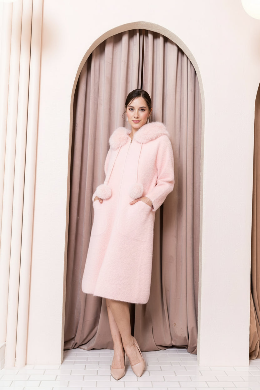 Suraya Brushed Coat with Fur