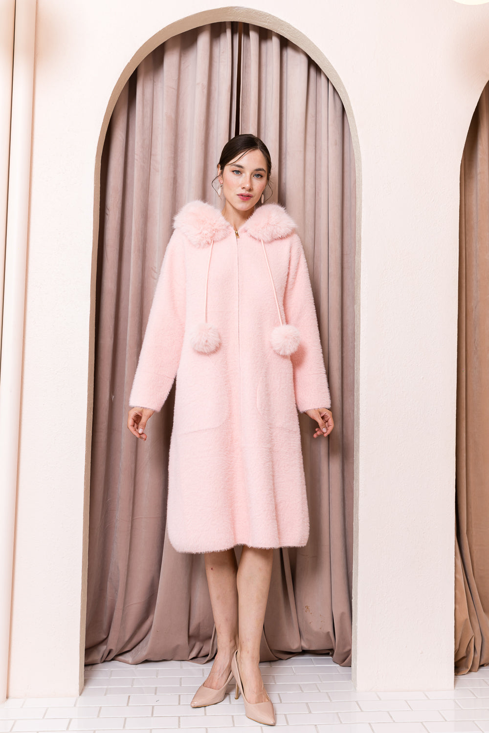 Suraya Brushed Coat with Fur