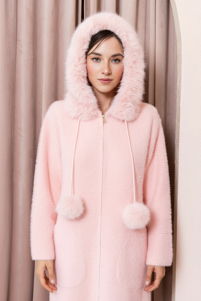 Suraya Brushed Coat with Fur