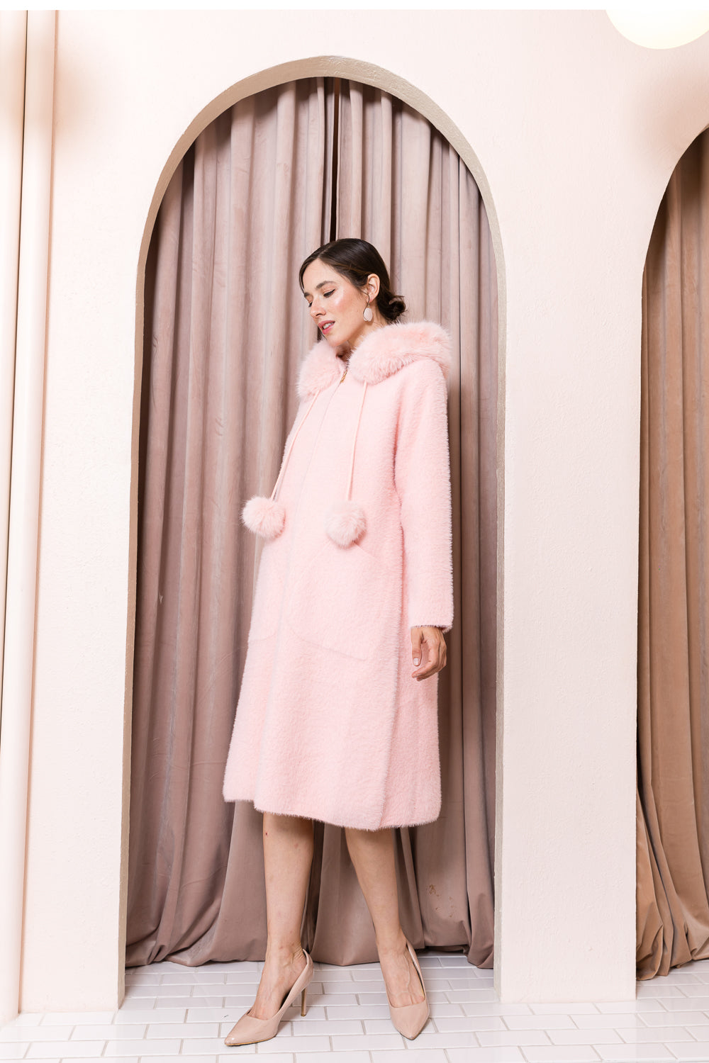 Suraya Brushed Coat with Fur