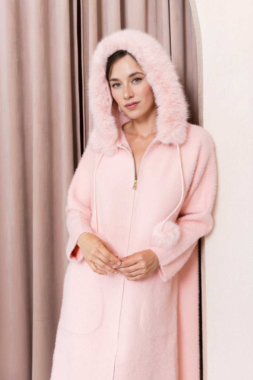 Suraya Brushed Coat with Fur